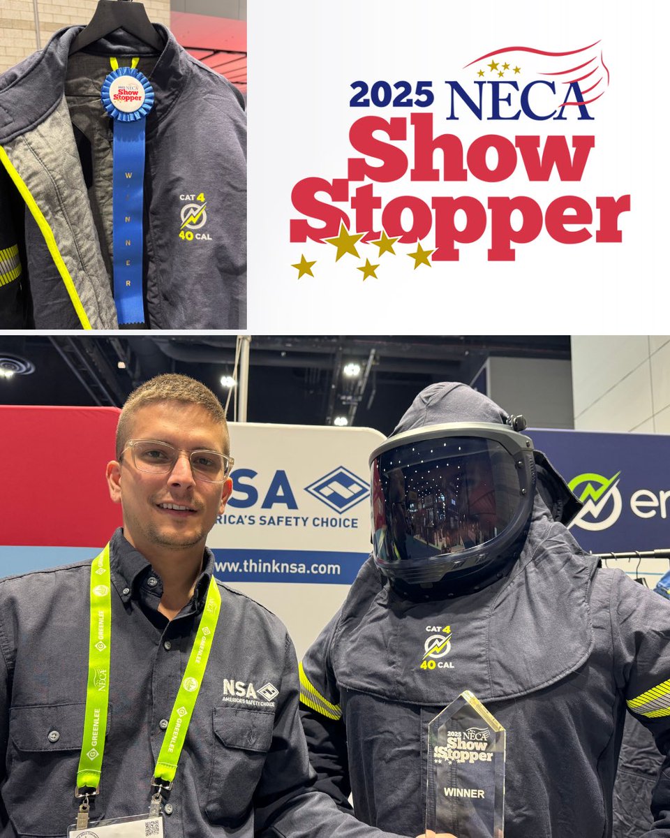 enesproppe's tweet image. The Enespro® AirLite Ascend™ is a 2025 NECA Showstopper Winner! 🎉
Thanks to everyone who voted—our team is proud and will keep pushing boundaries in electrical safety.
Featured in the Jan 2026 Electrical Contractor: shorturl.at/AE4rq
#NECA25 #Enespro #PPE #NSA #Innovation