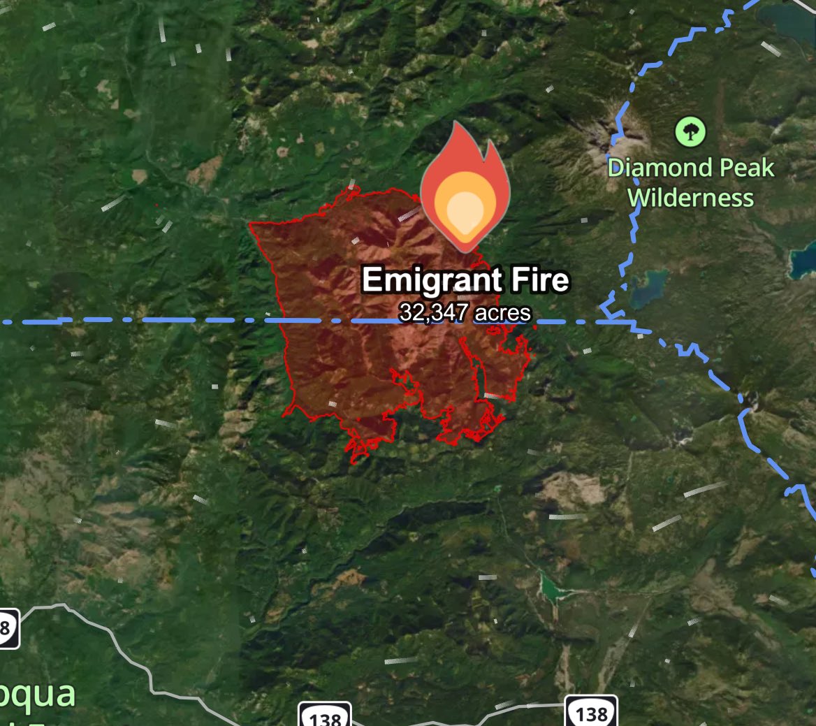 WCTOfficialYT's tweet image. 12 pm advisory | the #Emigrantfire 

Rainfall over the area has minimized fire behavior across the perimeter giving crews the opportunity to strengthen control lines and continue fire suppression efforts safely in the rough terrain, the fire remains 34% contained and 32,347 acres