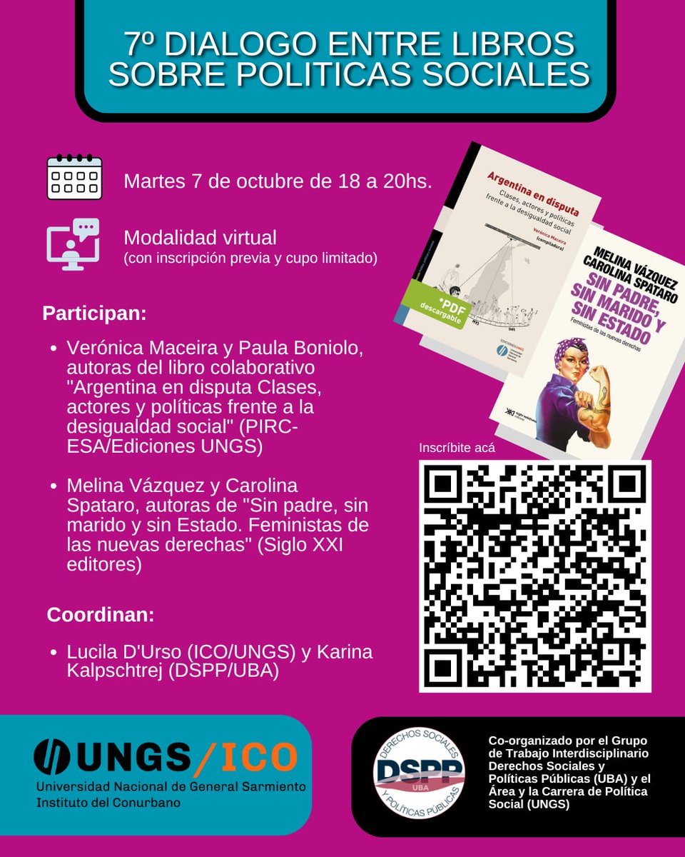 grupodspp's tweet image. Se viene el 7° Diálogos entre Libros Sobre Política Social. Inscribite: ungs.edu.ar/evento/nuevo-e…