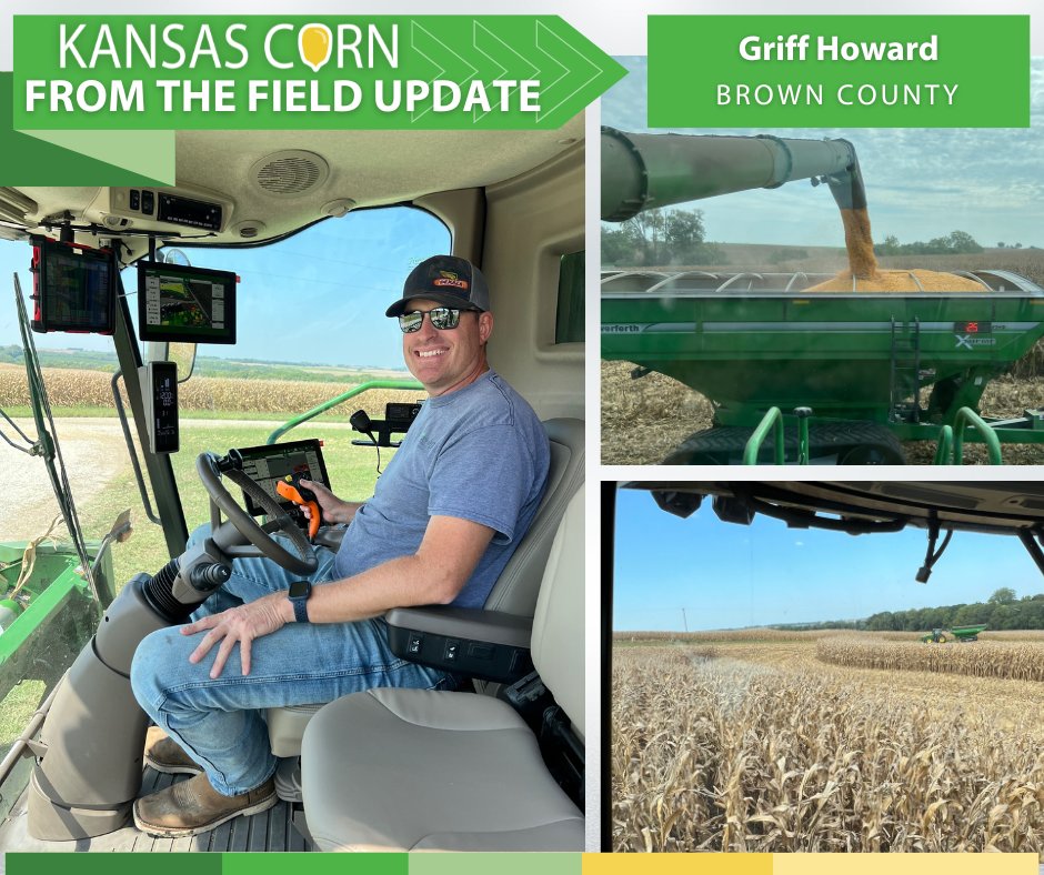 Harvest update from Griff Howard, Northeast Kansas Corn Commissioner, in Brown County, "Harvest started for us about a week ago, the first part of September, and corn so far has been good. It's been maybe a little bit below expectation, but still really good. Southern Rust was