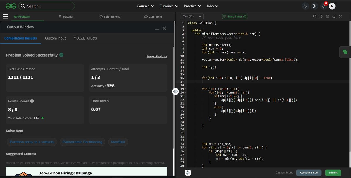 mdthecoder's tweet image. Ending Day with Hard DP problem 🥷🏻