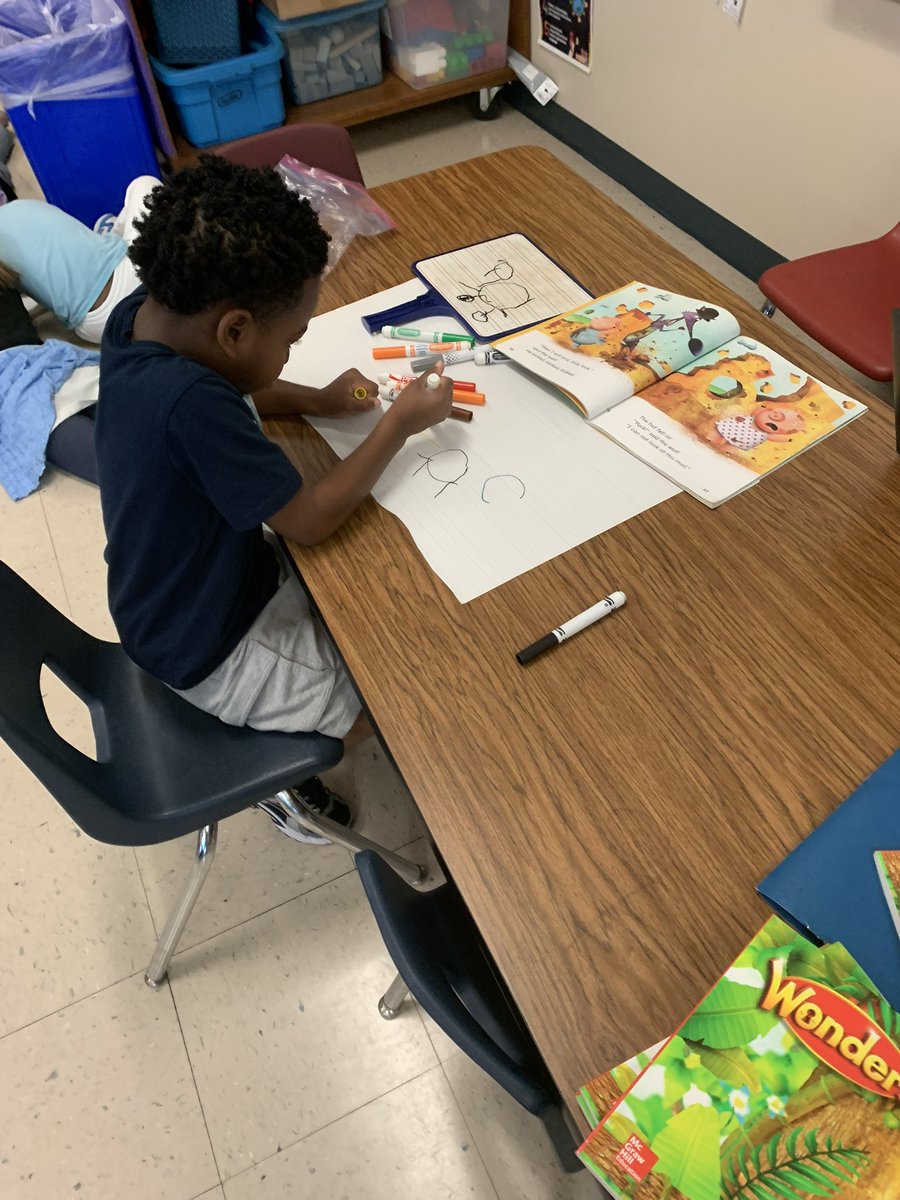 DiggsLatham's tweet image. First graders in Mrs. Edwards’ class drew key details from the story “The Pigs, the Wolf, and the Mud” in small groups. #cooperativelearning #growingbyleapsandbounds #artsintegration
