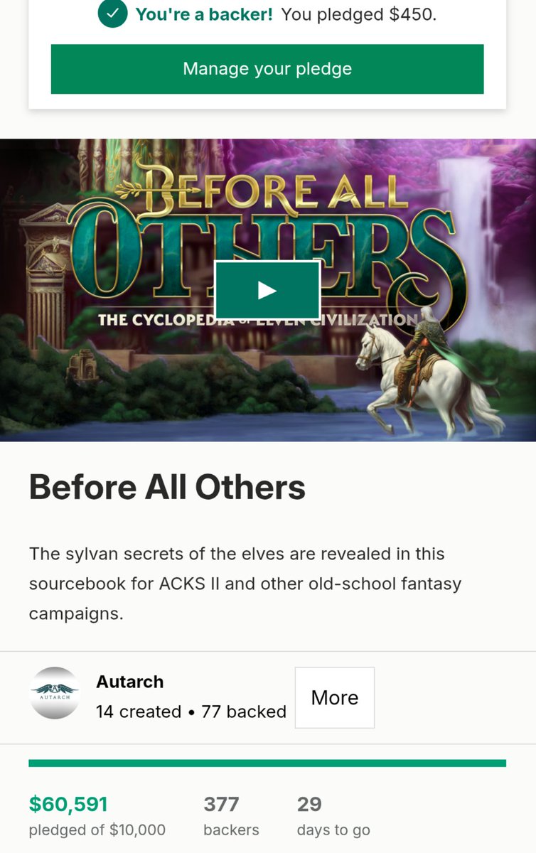 My, oh my! More money pledged in about one three-hundredth of the time with less than three quarters of the number of backers.

 But I don't understand. Dwarfposters have always been so vocal in support of dwarves and in antagonism of elves, even crashing elf threads to poast the