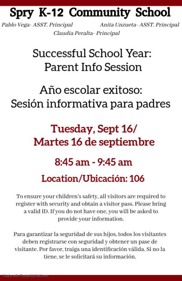 John Spry Community School (@cpsspry) on Twitter photo We invite you to our upcoming meeting to show you ways you can support your child’s learning journey throughout the year.
Los invitamos a nuestra próxima reunión para mostrarle formas en las que puede apoyar el viaje de aprendizaje de su hijo durante todo el año. We invite you to our upcoming meeting to show you ways you can support your child’s learning journey throughout the year.
Los invitamos a nuestra próxima reunión para mostrarle formas en las que puede apoyar el viaje de aprendizaje de su hijo durante todo el año.