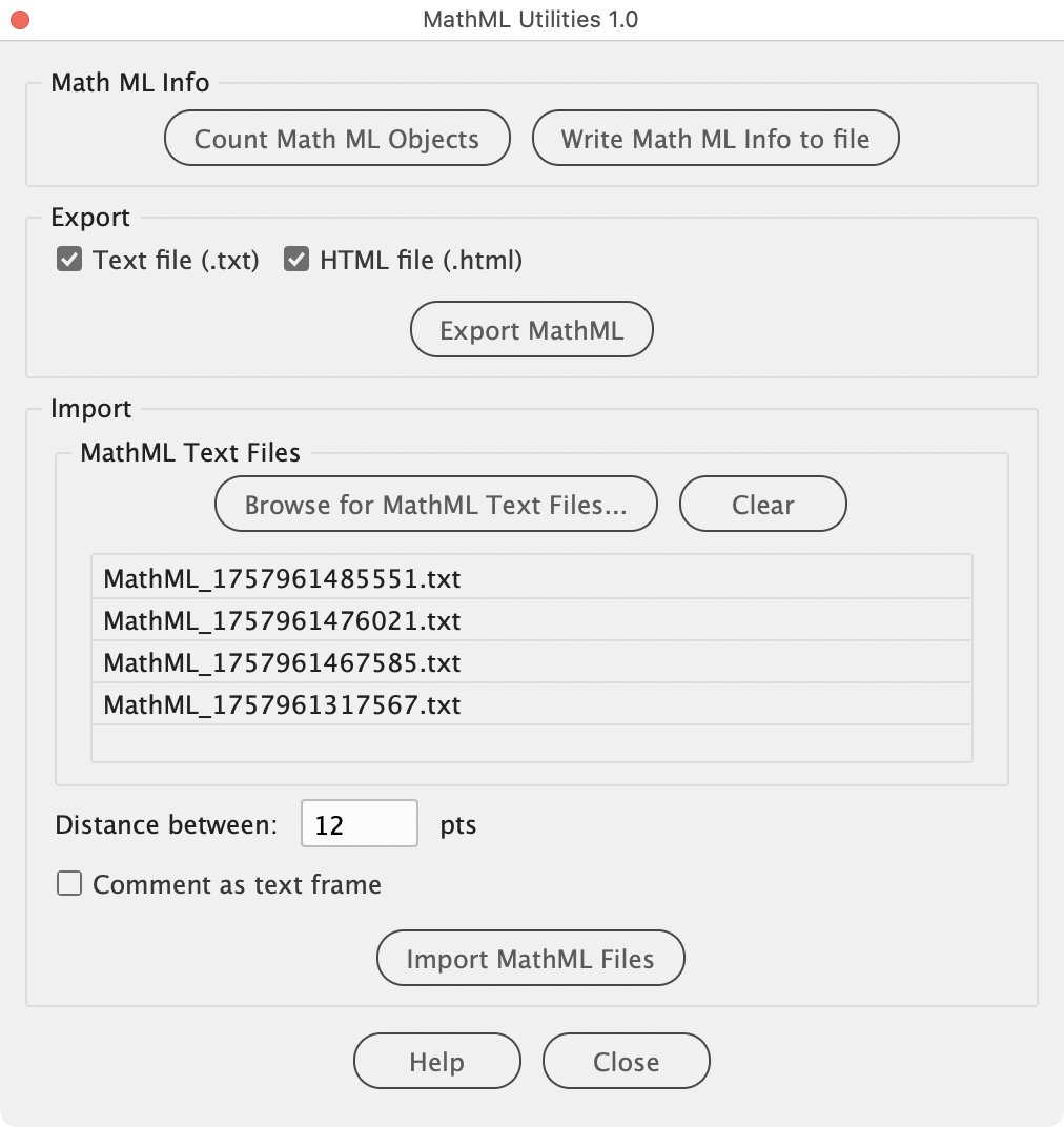 MathML Utilities for InDesign is now included in MathML Magic Painter! payhip.com/b/M6mkZ
-
Count, report, export and import MathML object.