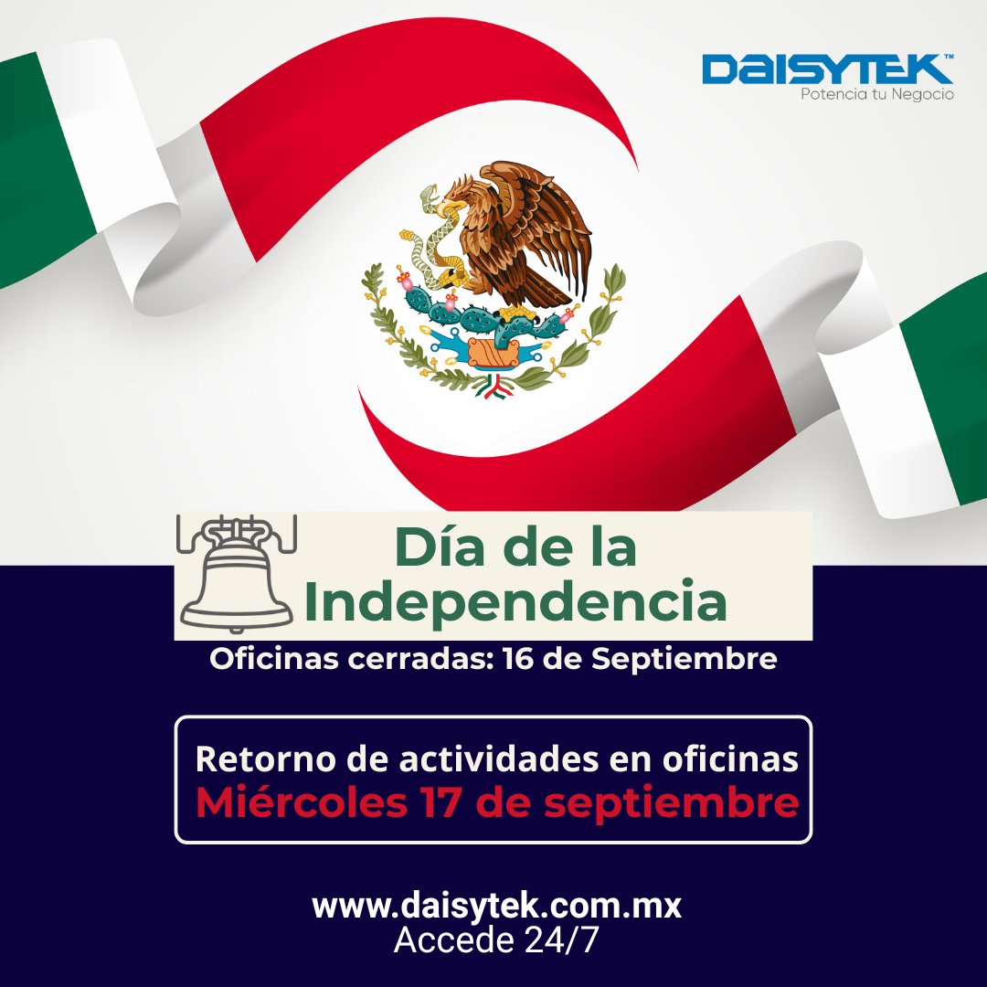 💚Celebremos el movimiento que forjó a nuestro México Independiente
⚪ Que el espíritu de quienes lucharon nos inspire a seguir construyendo, juntos, un futuro más próspero, justo y solidario, donde cada esfuerzo sume al crecimiento de nuestro país 
❤️ ¡Viva México!