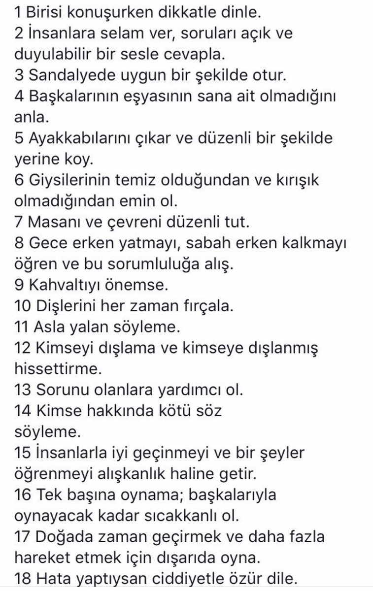 Japonya'da her sene başında okul idaresi ve öğretmenler, öğrenci velilerine 18 maddeden oluşan bir liste gönderiyorlarmış.