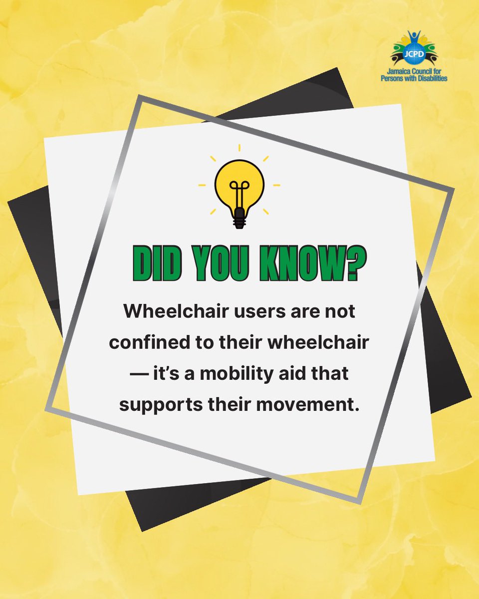 ♿ Did you know? Wheelchairs aren’t confining — they’re mobility aids that support independence and movement. 

#InclusionMatters #Accessibility #JCPD