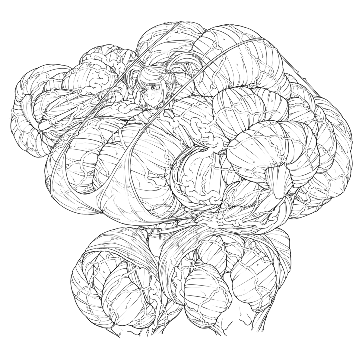 Here's Hana for <a href="/Zel_PSO2/">Ƶeldouille - PSO2 🔞</a>, after a workout 🏋️‍♀️. Lifts like a bulldozer, built like one too 🚧🏗️🧱