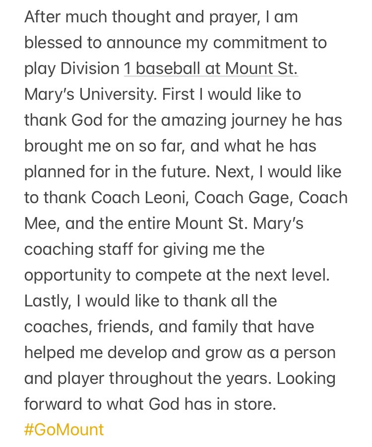 DannyMurray2027's tweet image. Super blessed to announce my commitment to play Division 1 baseball at Mount St. Mary’s University! #GoMount

@Mount_BSB @CoachLeoni @CoachGage_bsb @MarsHSBaseball @PghDawgs @fredalbert11 @BednarAndy @Psads99 @bgrandstrand13 @cjhein19