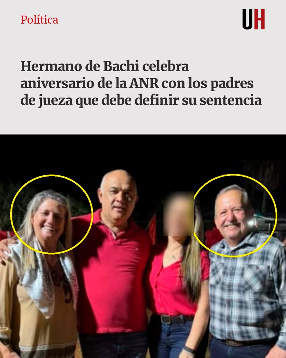 Óscar Ñoño Núñez, hermano de Bachi, celebró los 138 años de la ANR en su granja de Villa Hayes junto a varias autoridades partidarias, entre ellas la diputada Ida Cattebeke y el intendente de Benjamín Aceval, Pedro Ortiz, padres de una de las tres magistradas que deben resolver