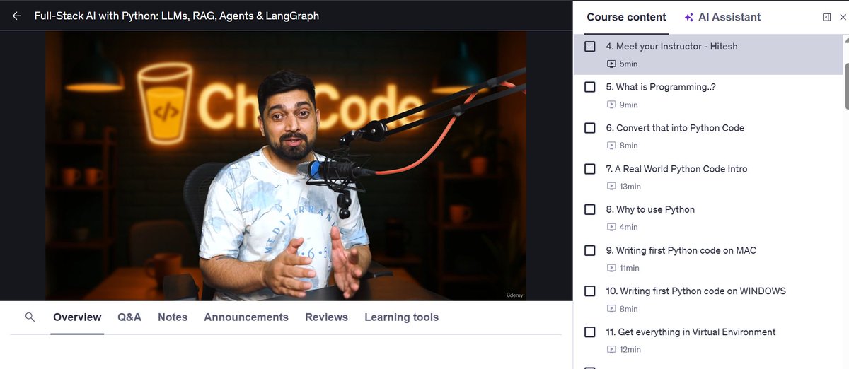 ChandanaSi67983's tweet image. My brother gifted me @Hiteshdotcom and @piyushgarg_dev sir's kah Full stack AI with python 🥳 series.. lets begin new journey with @udemy and starts grinding
#letsconnect #GenAI #pythonprogramming