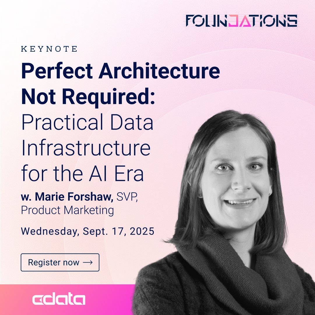 cdatasoftware's tweet image. Data leaders face more complexity, rising demands for speed & pressure to make #AI a success.
At #CDataFoundations, SVP Marie Forshaw co-hosts Day 1 + joins CEO Amit Sharma for a keynote conversation on what’s changing & what it means for data leaders: bit.ly/4lRn7de