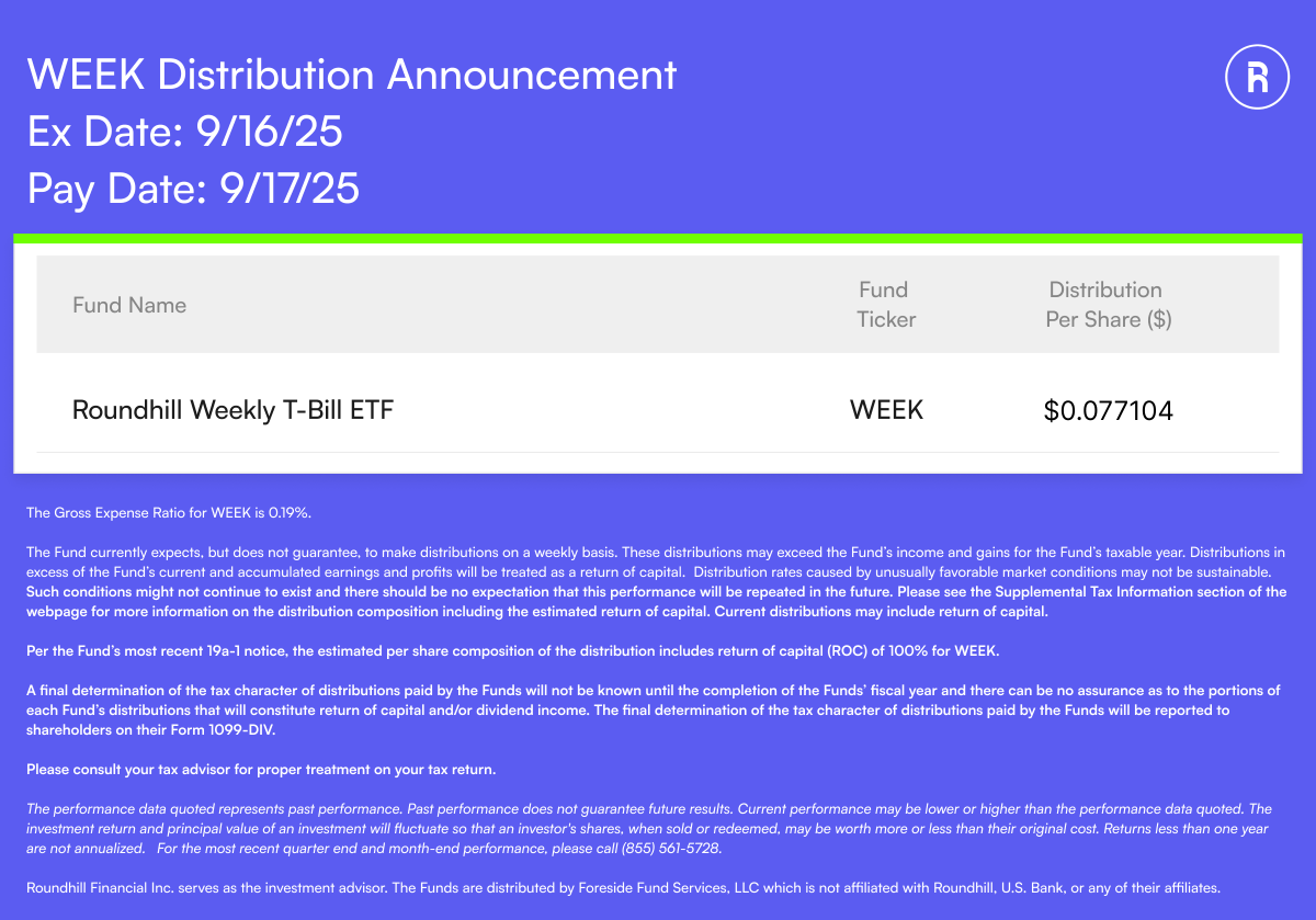 $WEEK Distribution Announcement: