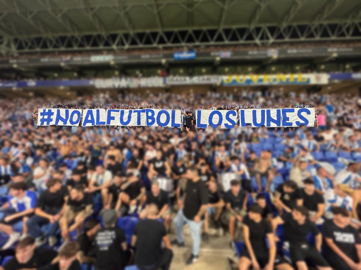 CurvaRCDE's tweet image. NO AL FÚTBOL LOS LUNES.