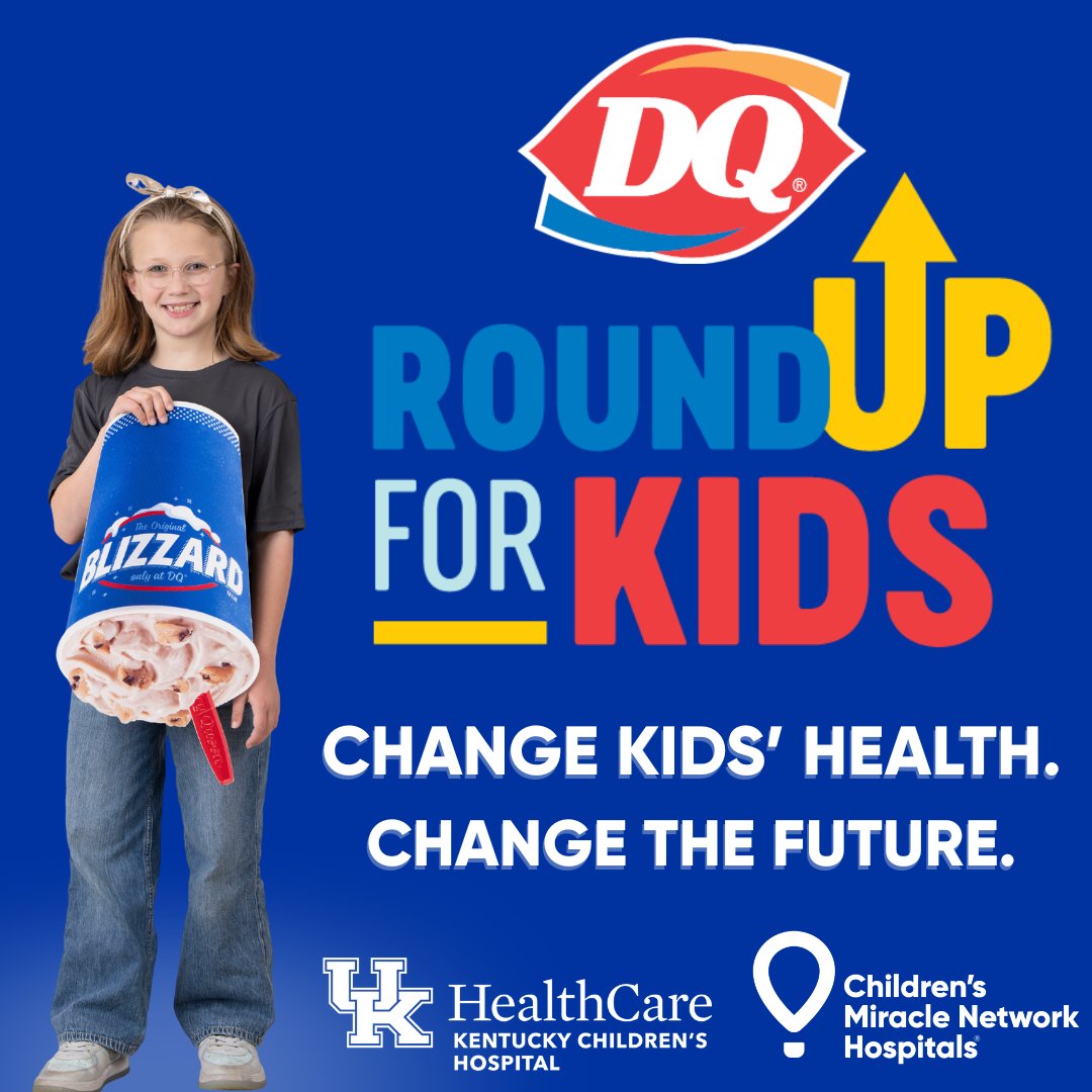 Your spare change can help change a child’s future at <a href="/KCHKids/">Golisano Children’s at UK</a>! All September long, visit participating <a href="/DairyQueen/">Dairy Queen</a> locations and #RoundUpForKids to support children like Cate! #RoundUpForKids #ChangeKidsHealth @cmnhospitals