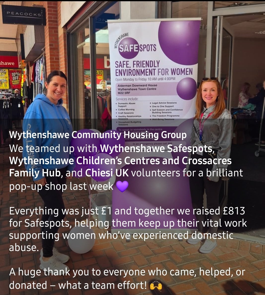 £813 raised from our pop up shop last week! A massive thank you to everyone involved, from helping it run smoothly to buying goods 🙌👏