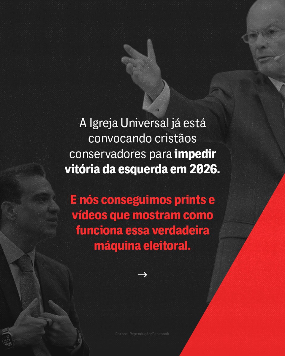 TheInterceptBr's tweet image. A campanha de 2026 já começou. Seu objetivo é claro: impedir a vitória da esquerda. Documentos revelam que a máquina política da Universal já inclui relatório com títulos de eleitor dos fiéis, grupos de WhatsApp e visitas de oração. É ‘guerra espiritual’, diz bispo responsável…