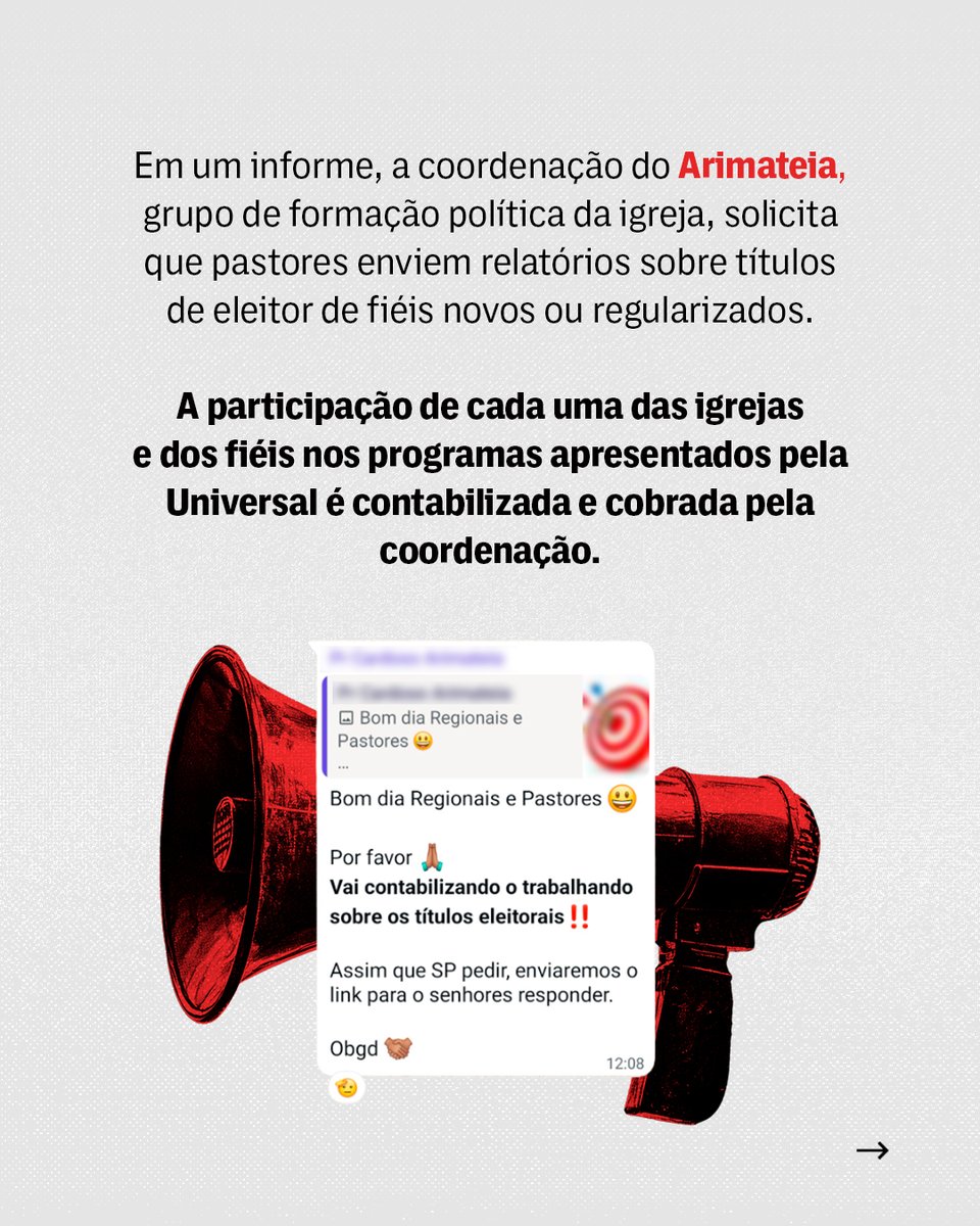 TheInterceptBr's tweet image. A campanha de 2026 já começou. Seu objetivo é claro: impedir a vitória da esquerda. Documentos revelam que a máquina política da Universal já inclui relatório com títulos de eleitor dos fiéis, grupos de WhatsApp e visitas de oração. É ‘guerra espiritual’, diz bispo responsável…