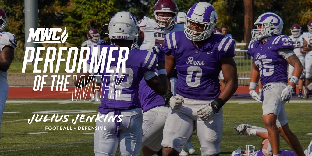 Football POTW 🏈

Julius Jenkins collected a career-high 14 tackles – highlighted by 6.5 tackles for loss (0.5 shy of the school record) and 1.5 sacks – in the MWC opener against Chicago.