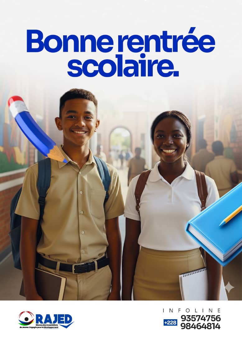 Le #RAJED souhaite une belle rentrée scolaire à tous les élèves, enseignants, parents et à l’ensemble des acteurs de l’éducation.

Que cette nouvelle année soit empreinte de motivation, de collaboration &amp; d’initiatives positives pr le rayonnement de notre système éducatif.