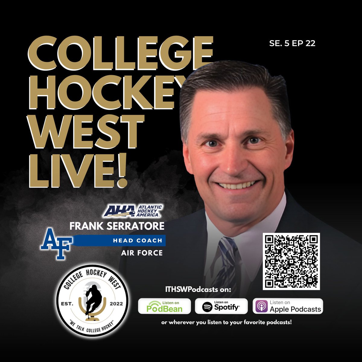 🌵🏒Teri Strande🌵🏒 (@ithockeyswtwo) on Twitter photo College Hockey West LIVE! Se 5 Ep 22 Sept 14, 2025
Tonight, <a href="/Atlantic_Hockey/">Atlantic Hockey America</a> media day, including the state of college hockey from <a href="/AF_HKY/">Air Force Hockey</a> Head Coach Frank Serratore! Plus, we introduce the first “Peter’s Puckstoppers” of the season! #ITHSWpodcasts
podcasts.apple.com/us/podcast/col… College Hockey West LIVE! Se 5 Ep 22 Sept 14, 2025
Tonight, <a href="/Atlantic_Hockey/">Atlantic Hockey America</a> media day, including the state of college hockey from <a href="/AF_HKY/">Air Force Hockey</a> Head Coach Frank Serratore! Plus, we introduce the first “Peter’s Puckstoppers” of the season! #ITHSWpodcasts
podcasts.apple.com/us/podcast/col…