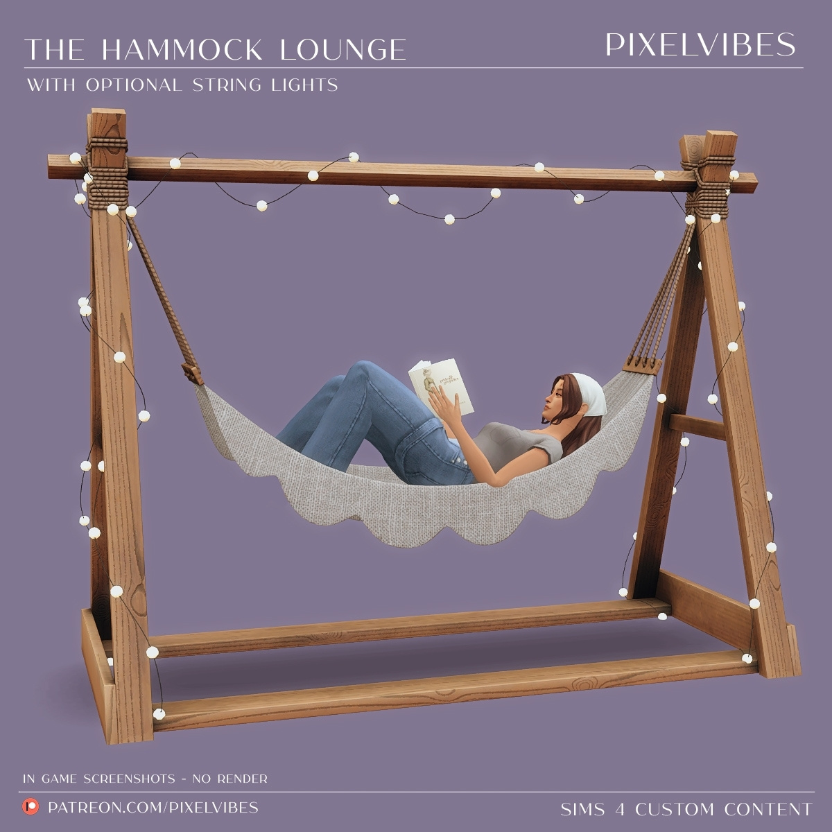 The Hammock Lounge - patreon.com/pixelvibes #Sims4 #Sims4Cc #ts4cc #TS4 #TheSims4 #maxismatch #hammock #flower #lounge