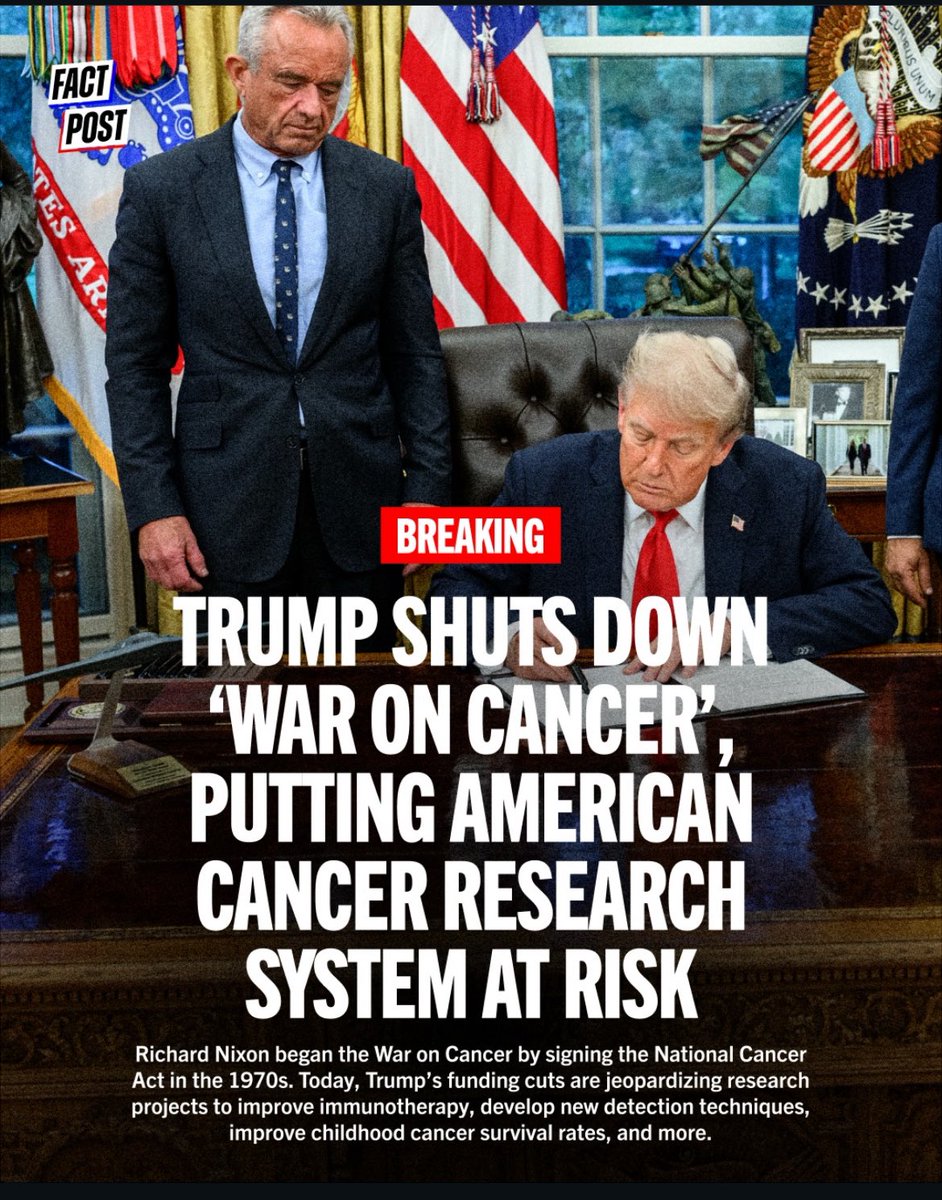 factpostnews
これはかなり専門分野に打撃です。アメリカは日本とは違い、多額の助成金が有るので、どれだけ成果を上げてきたか。

トランプ氏は数億ドル規模のがん関連NIH（米国国立衛生研究所）の助成金を打ち切り、すでに資金が確保されていた研究プロジェクトまで危険にさらしました。