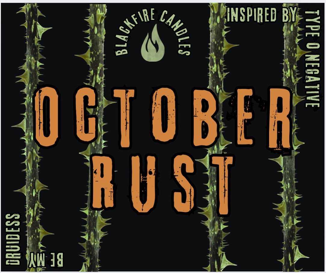 Ready for our next Halloween release?
October Rust inspired by Type O Negative.
Warming spices.

You ever lick a witch? Yeah, kinda like that.
#TypeONegative #Halloween