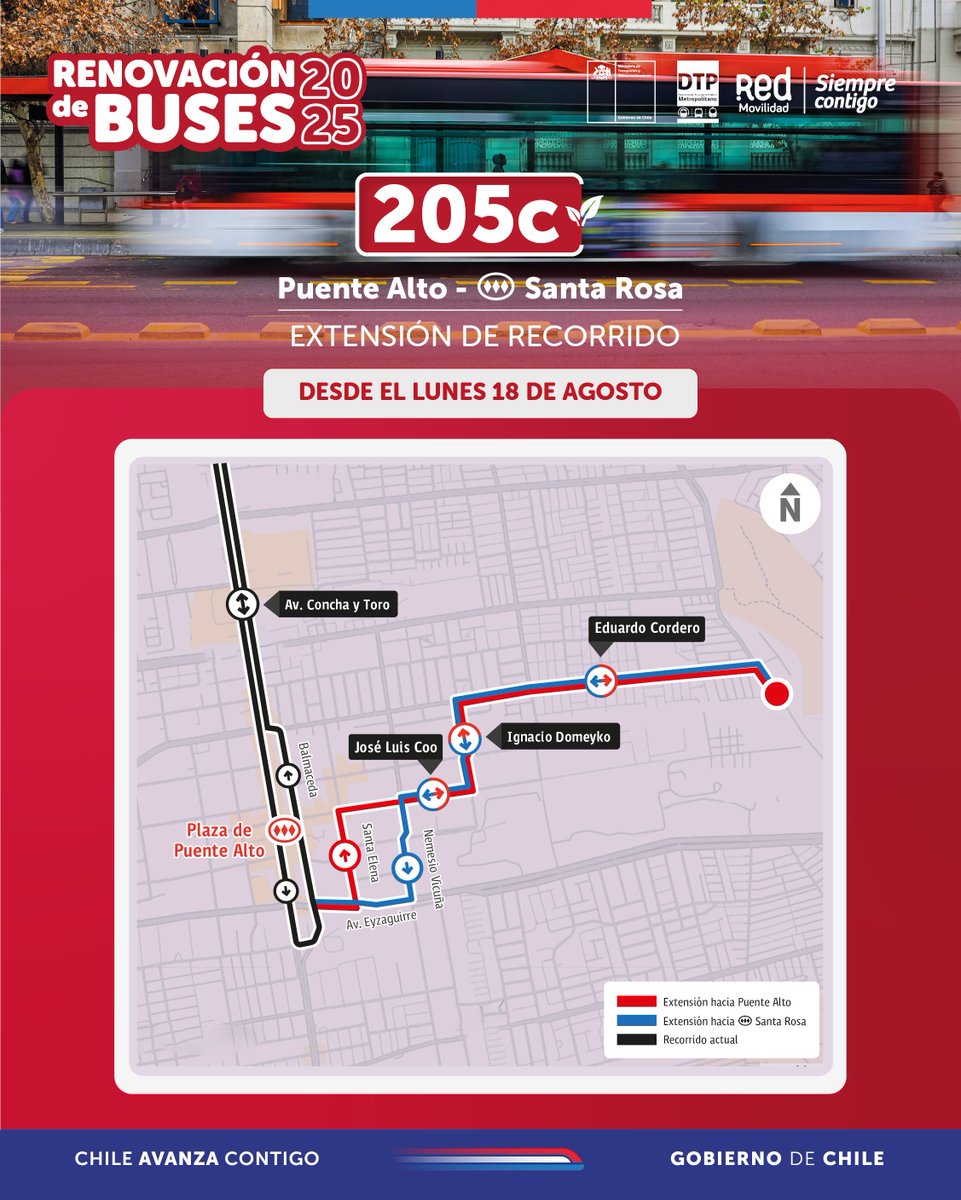 🔴⚪Atención
Llegan nuevas mejoras a servicios en las comunas de Cerrillos y Puente Alto:
🚍227 extiende su trazado por Av. Lo Ovalle – Lo Errazuriz.
🚍205c ahora conecta con la Plaza de Puente Alto y la Municipalidad desde calle Eduardo Cordero.