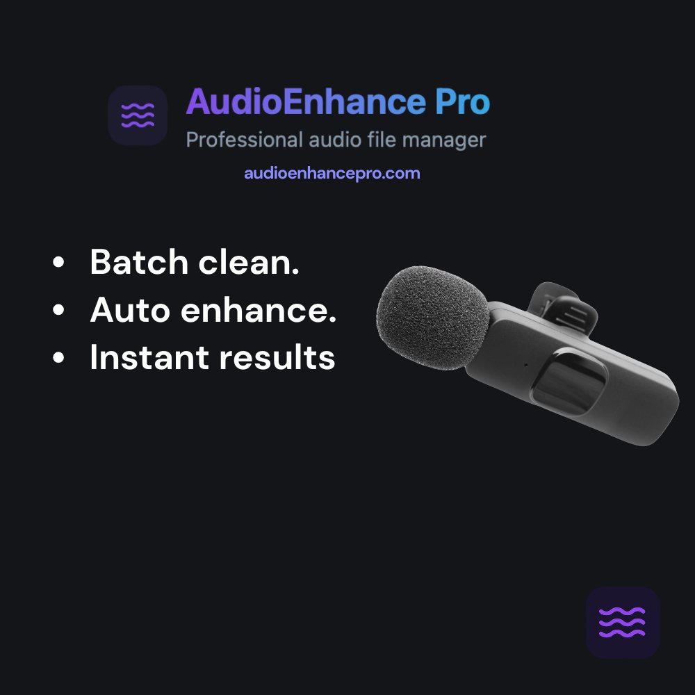 AudioEnhancePro's tweet image. Tired of fixing audio all day? We’ve got you covered. Batch clean, auto-enhance, instant results.
#Podcasting #YouTubers #ContentCreators #CreatorTools #AItools #BuildInPublic #StudioQuality #BatchProcessing #AudioEnhance #IndieHackers