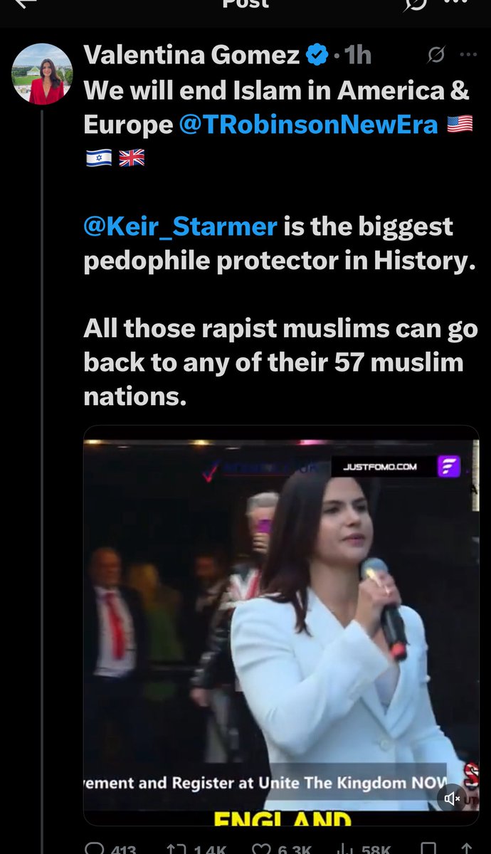 GyllKing's tweet photo. Gomez was a star speaker at Tommy Robinson's Racist Rally. https://t.co/tRFd0HumIt