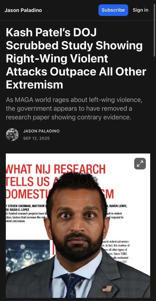 Drop Site (@dropsitenews) on Twitter photo ⚡️Breaking: <a href="/jason_paladino/">Jason Paladino</a> reports the DOJ has quietly scrubbed a study showing far-right extremists have committed far more deadly attacks than far-left or Islamist extremists — 227 incidents taking 520+ lives since 1990.
The paper, “What NIJ Research Tells Us About Domestic ⚡️Breaking: <a href="/jason_paladino/">Jason Paladino</a> reports the DOJ has quietly scrubbed a study showing far-right extremists have committed far more deadly attacks than far-left or Islamist extremists — 227 incidents taking 520+ lives since 1990.
The paper, “What NIJ Research Tells Us About Domestic