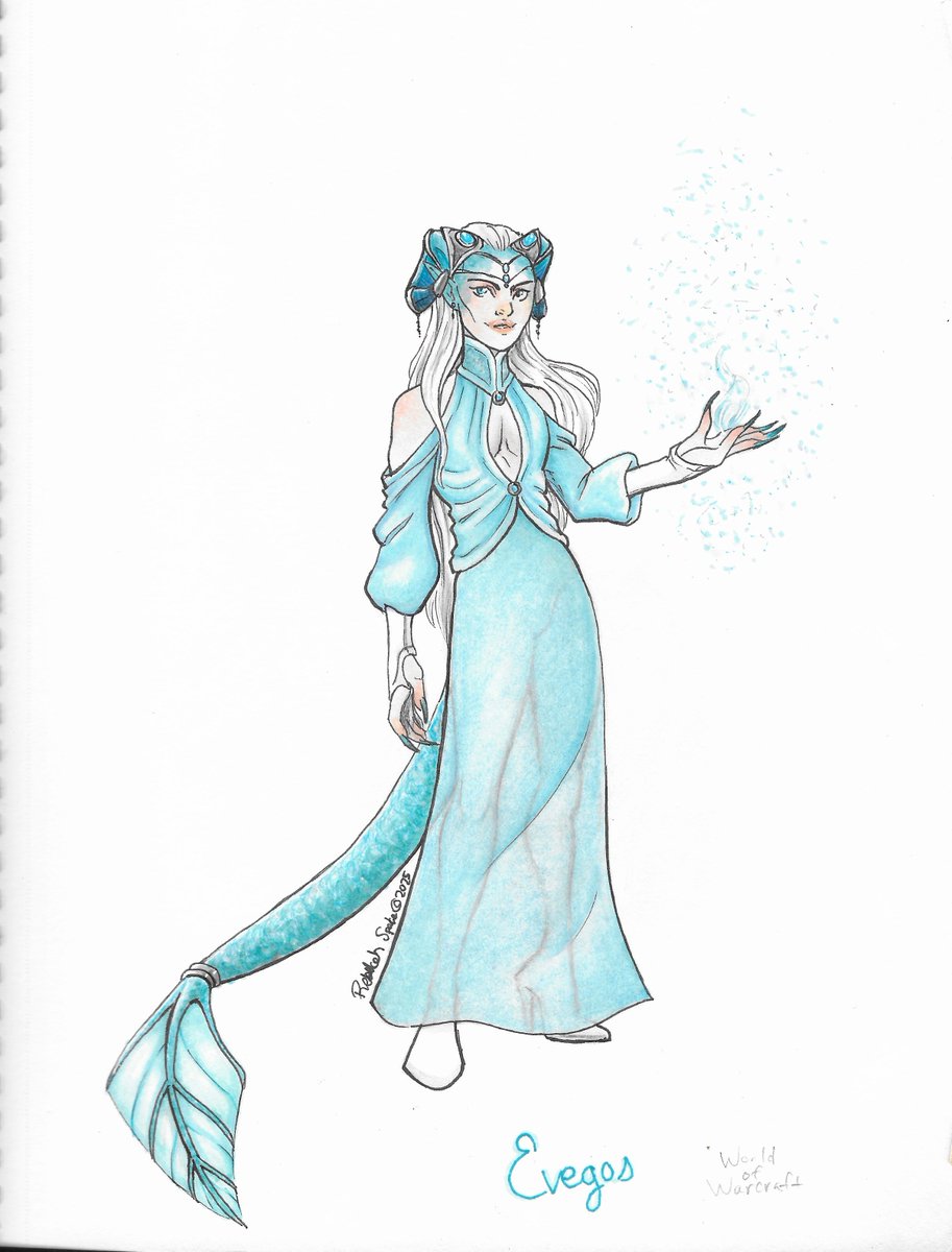 So I'm trying to get back into drawing traditionally and have forgotten how much my scanner hates me and how much I love digitally being able to fix my anatomy mistakes. Oh Evegos the Frost Mage I am so sorry
