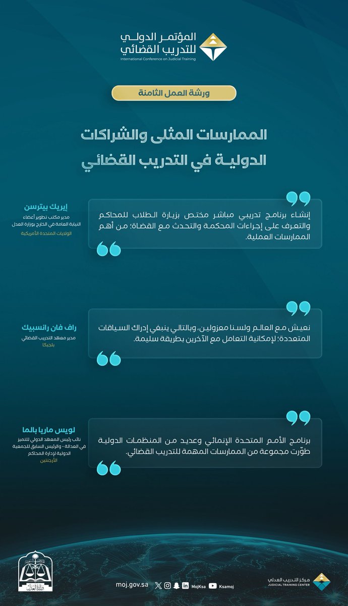 أبرز ما جاء في ورشة العمل الثامنة ضمن #المؤتمر_الدولي_الثاني_للتدريب_القضائي