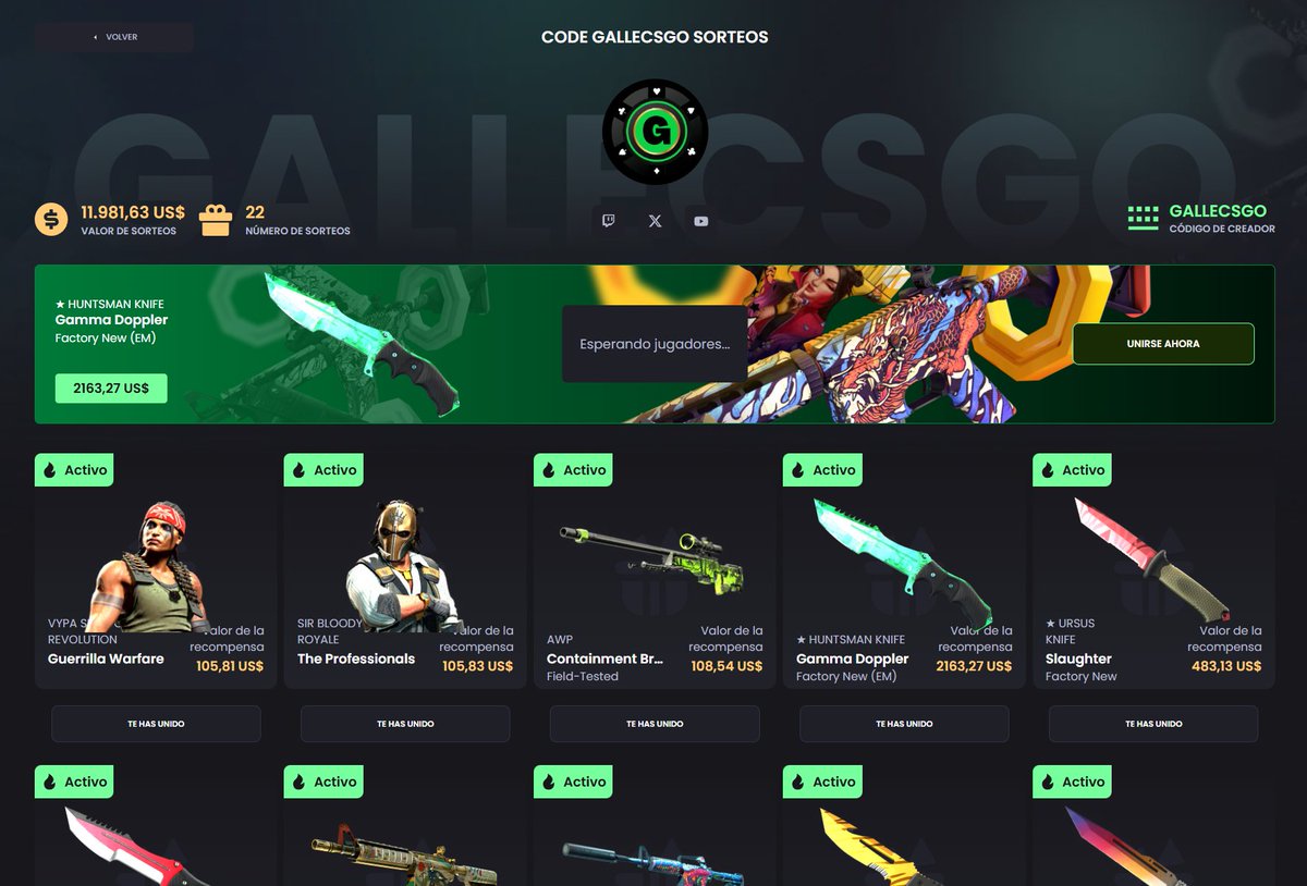 12.000$ de SORTEOS ACTIVOS en KEYDROP gorditos miauu key-drop.com/?code=GALLECSGO