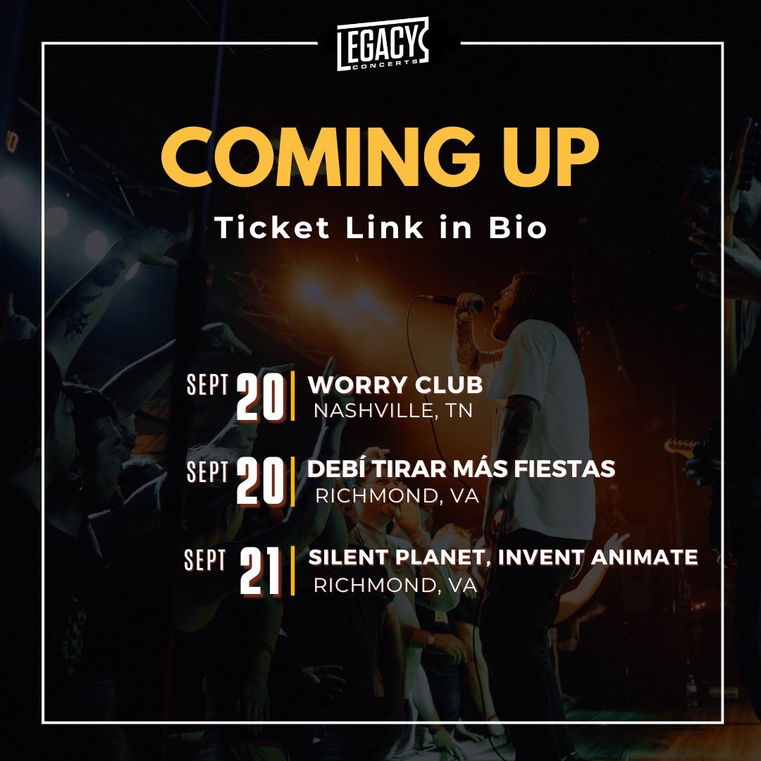 Coming up this week! 🎸

TICKETS AT LEGACYCONCERTS.CO 🎟️