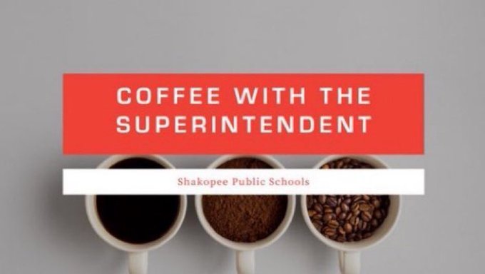 Looking forward to Coffee with the Superintendent on Thursday, September 18 from 7:00-8:15 am, at <a href="/shakobrewhall/">Shakopee BrewHall</a>. Hoping you can stop by and join the open conversation about 'all things Shakopee Schools'. #shakopeeschools