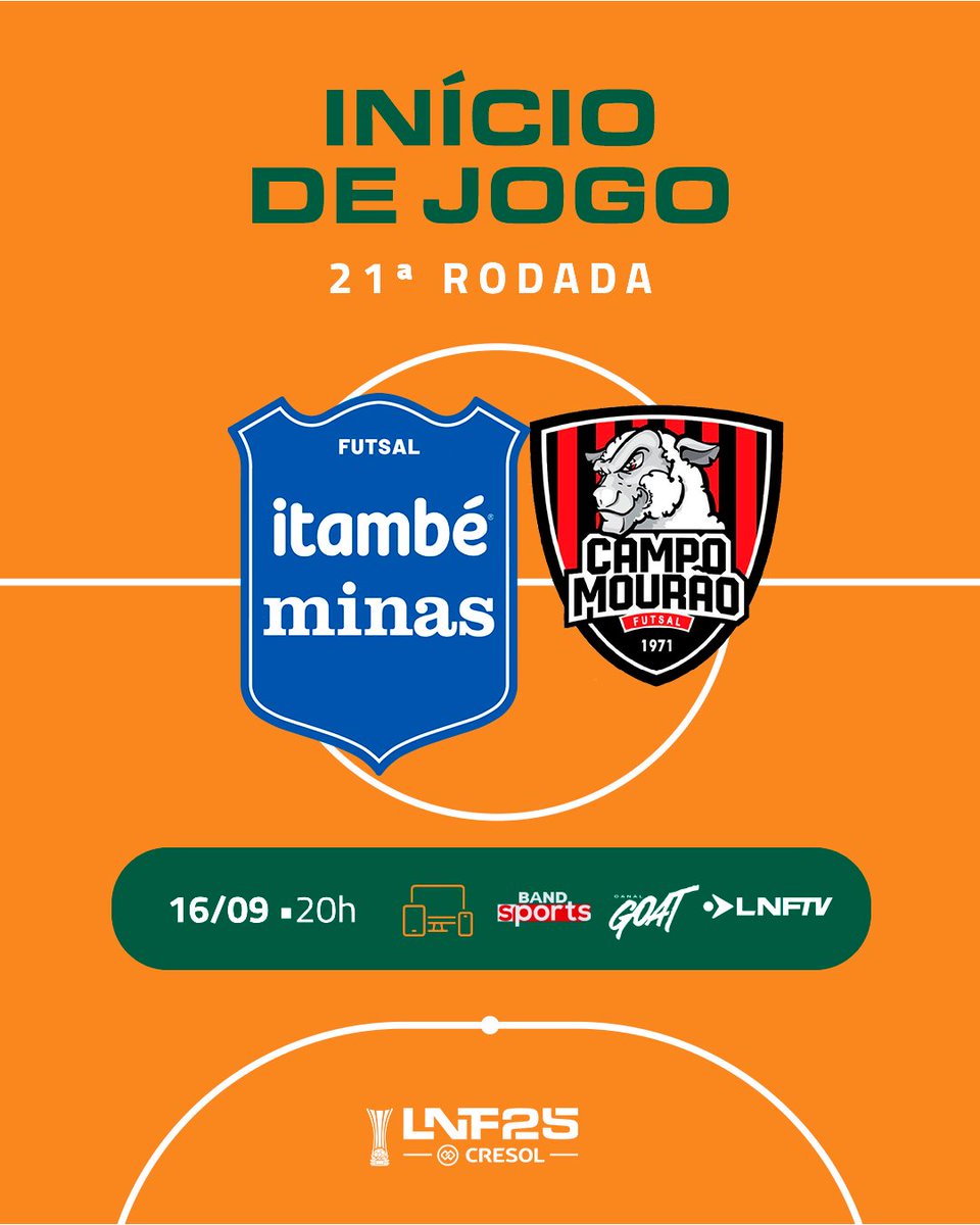 lnfontime's tweet photo. #LNFCresol2025
Começou
#MTCxMOU
Transmissão LNFTV, GOAT e BandSports https://t.co/cUzuZSN4pr