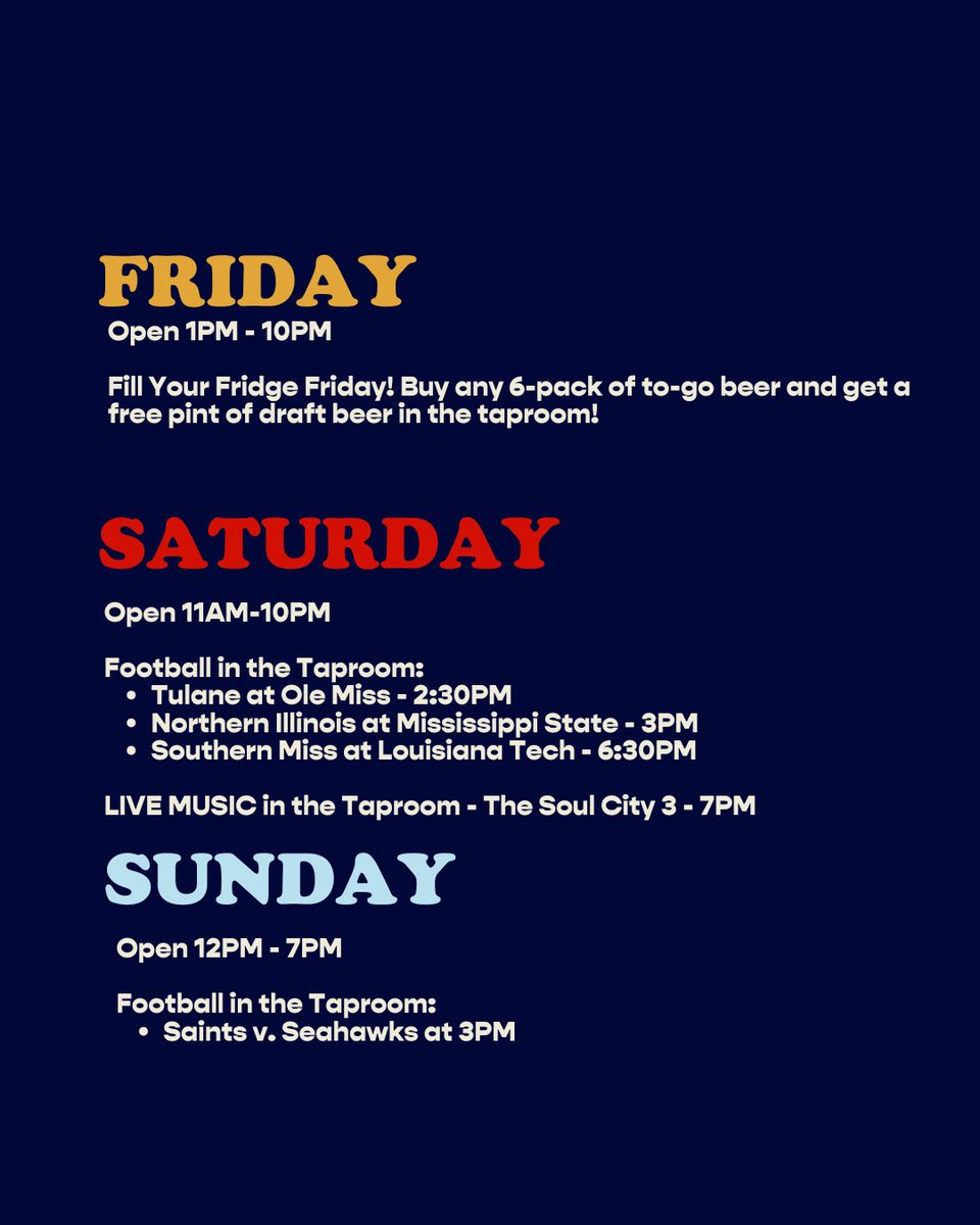 Check out what's happening this week in the Taproom!