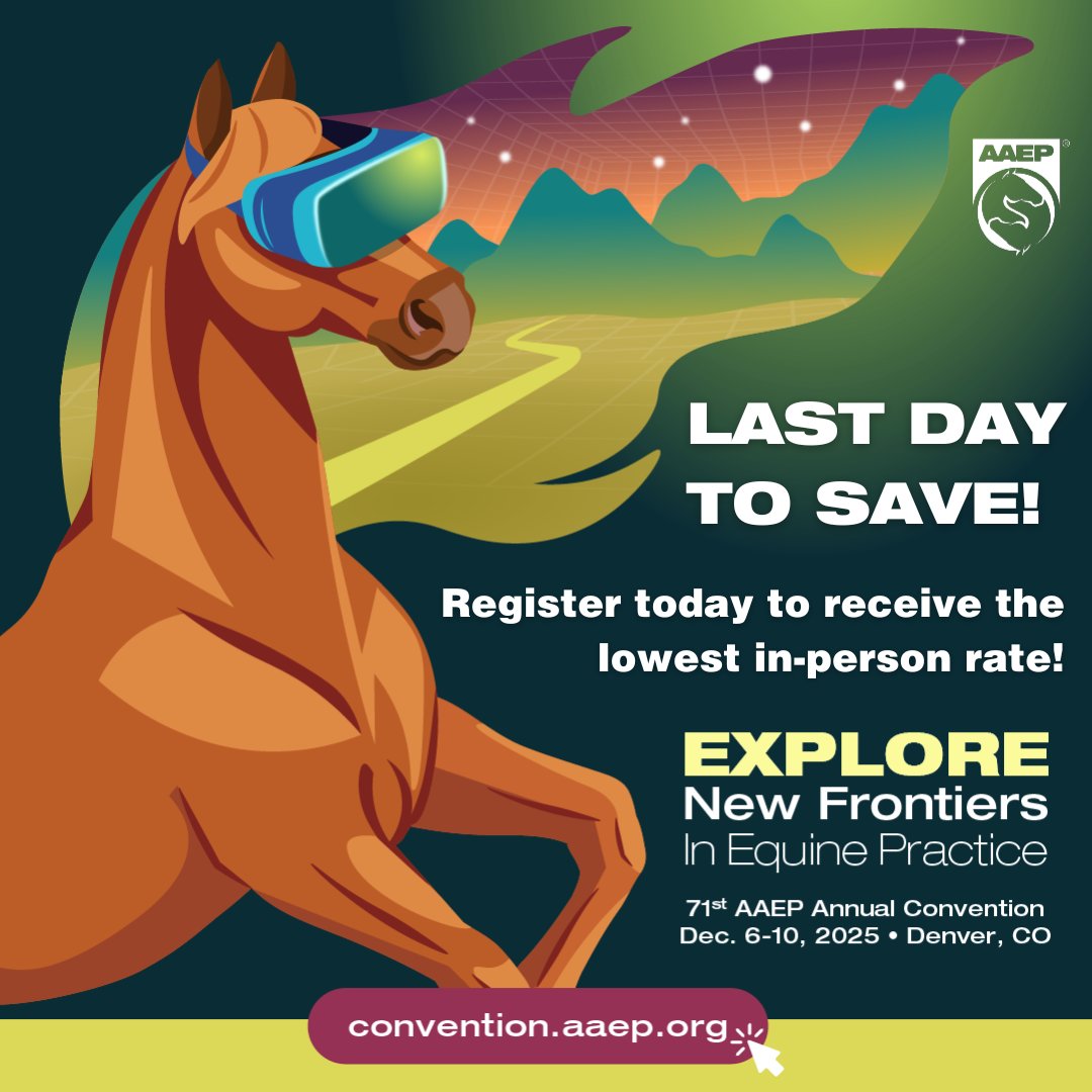 TODAY IS THE LAST DAY TO SAVE! 📢

Planning on joining us for #AAEPDenver? Don't miss your opportunity to register at the lowest in-person rate!

Register now: convention.aaep.org
