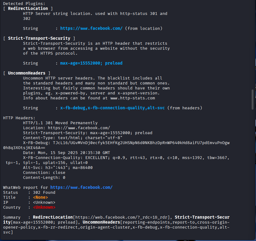 CYFHER_LEXX's tweet photo. Day 58 of Learning:
I explored WhatWeb in stealthy mode as part of hands-on learning (not authorized reconnaissance).

It revealed passive signals such as:
🔵 Tech stack clues
🔵 Headers &amp; banners
🔵 Third-party integrations

#Cybersecurity #EthicalHacking #InfoSec #WebSecurity https://t.co/HZw3mMxEWR