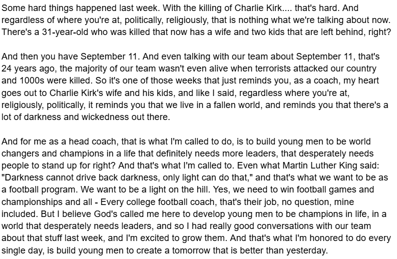 Poignant comments today from Boise State head coach Spencer Danielson about the events of the past week: