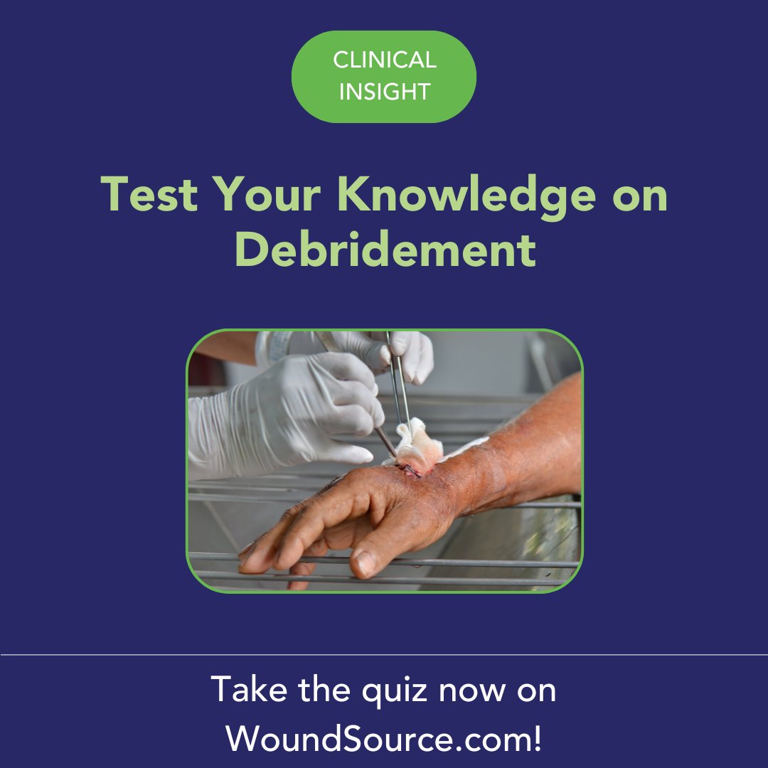 WoundSource's tweet image. How much do you know about wound debridement? Test your knowledge now by taking the latest WoundSource quiz!

hubs.ly/Q03JqPk-0

#WoundSource #Debridement #WoundHealing