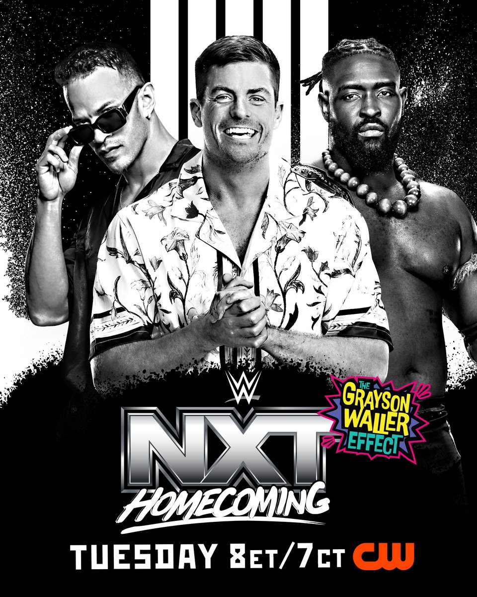 WWENXT's tweet photo. Get ready for a special edition of The #GWEffect when @starkmanjones and @Obaofwwe join @GraysonWWE TOMORROW at #NXTHomecoming!
📺 8ET/7CT on @TheCW https://t.co/yY1SJX4ZcI