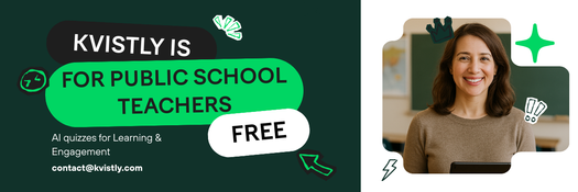 Big news: Kvistly Start is now free forever for public-school teachers worldwide!
AI quiz creation in seconds
Add images &amp; support 8 languages
Classic &amp; Challenge modes
Up to 100 students per session
#EdTech #Teachers