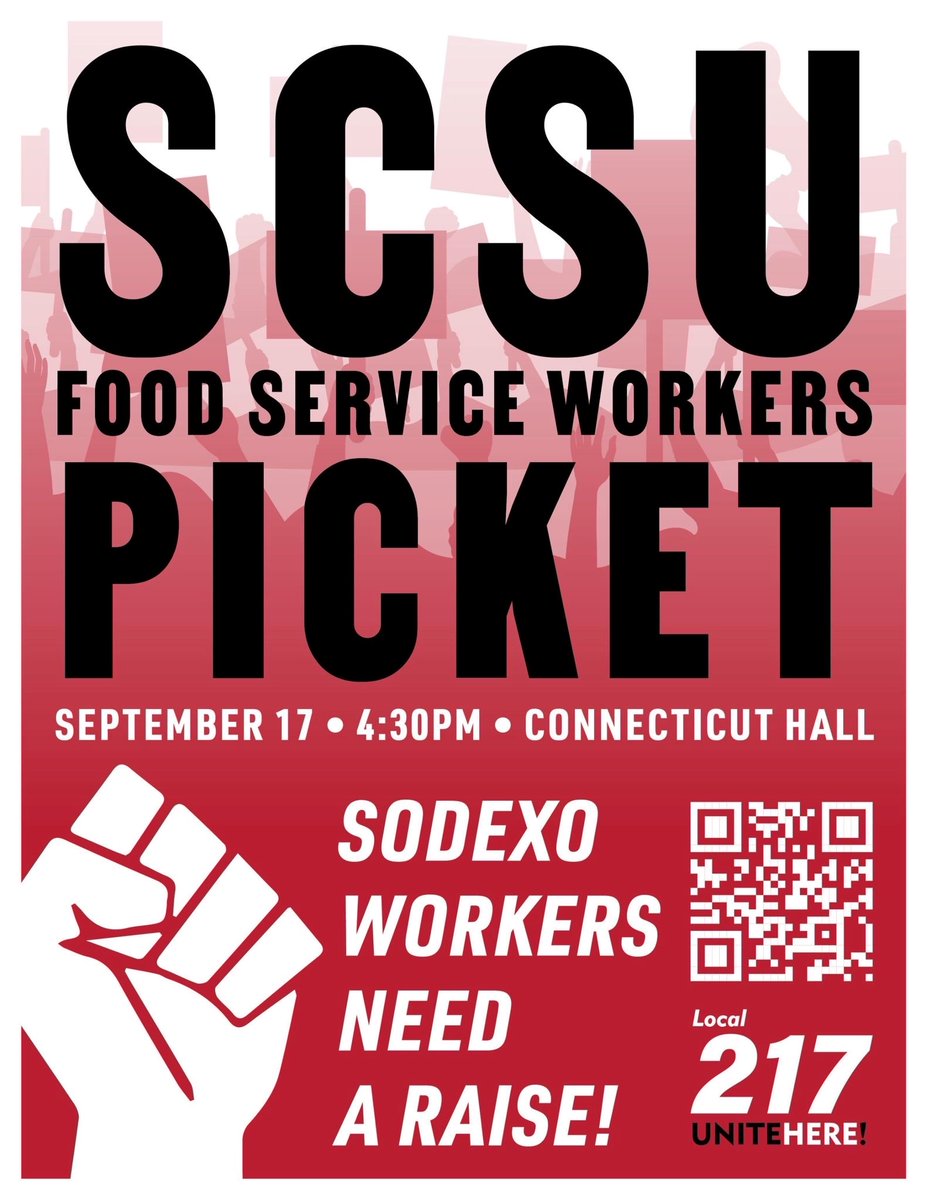 Rally with food service workers on Wednesday at SCSU in New Haven as they continue the fight for a living wage and fair contract!

One job should be enough!