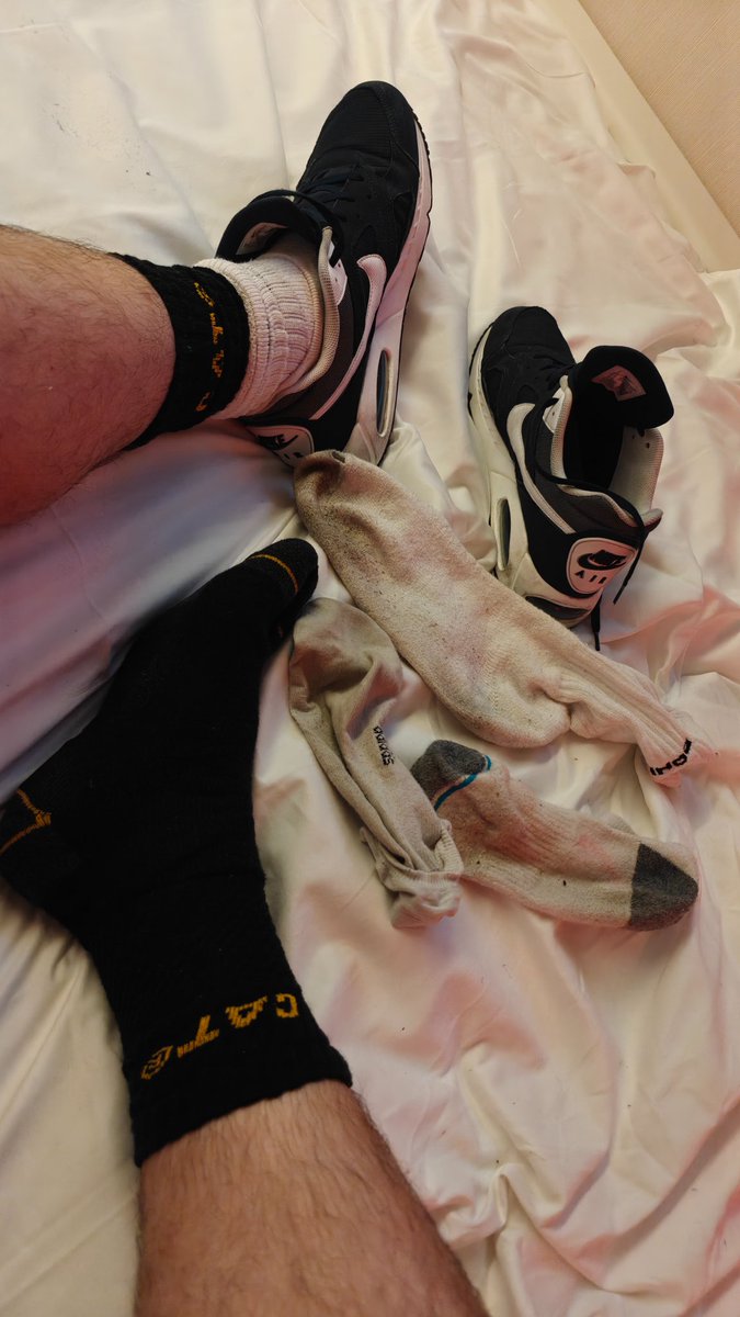 3 pairs of smelly socks "borrowed" from 3 different lads..🧦 my room stinks of feet and stinky socks 🐽😈