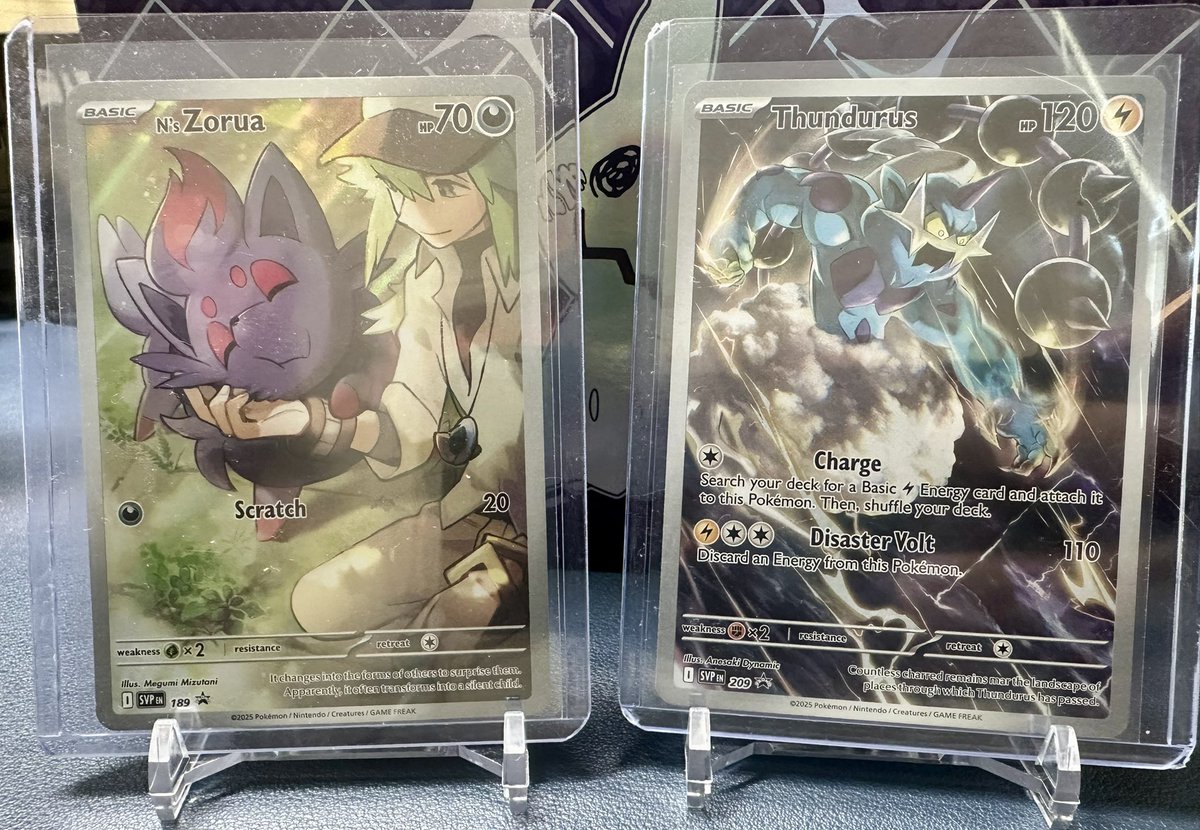 —- Free Pokemon Giveaway! —-

Giving away N’s Zorua &amp; Thundurus Illustration Rare ETB Promos!

To Enter:
1. Follow
2. Like
3. Retweet
4. Tag a friend &amp; comment your favorite Promo card

Giveaway ends Sunday, Sep 28th, 5pm Pacific Time. Good Luck!

#Pokemon #Giveaway #giveaways