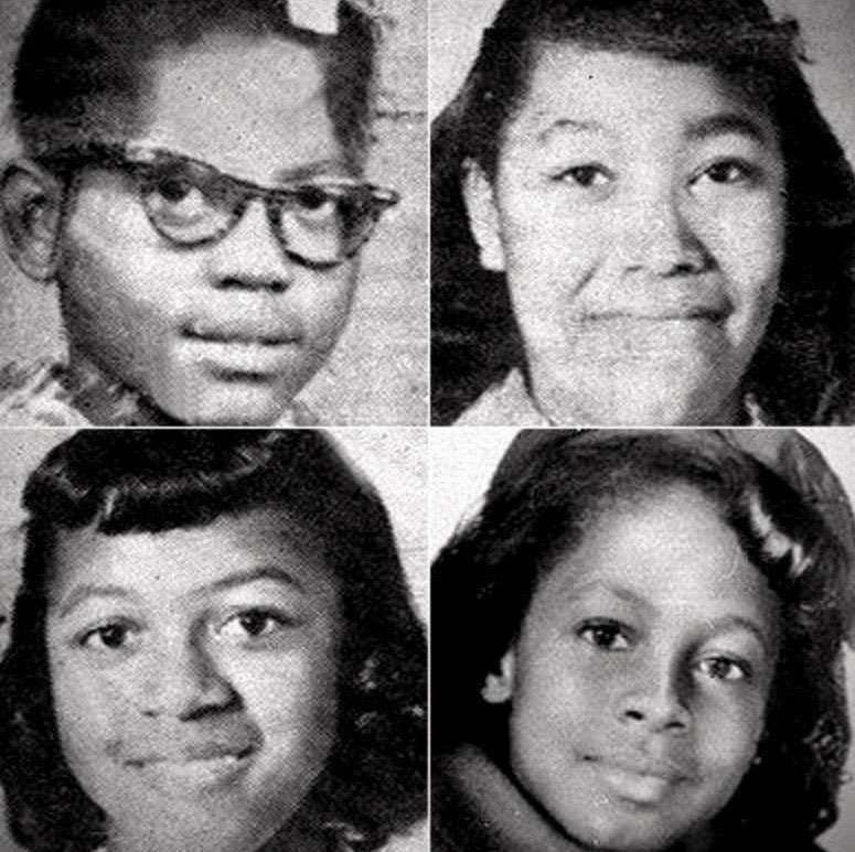 62 years ago, four little girls were murdered in the 16th Street Baptist Church bombing. Today, we remember the beautiful lives of Carole Robertson, Denise McNair, Addie Mae Collins, and Cynthia Wesley, who were taken too soon, along with Sarah Collins Rudolph, who survived the